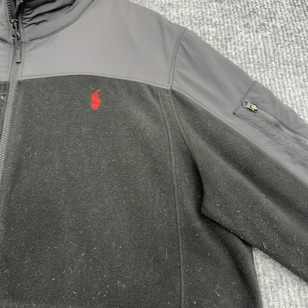 Polo Ralph Lauren Jacket Mens XL Black Polyester Nylon Full Zip Mock Neck Style‎